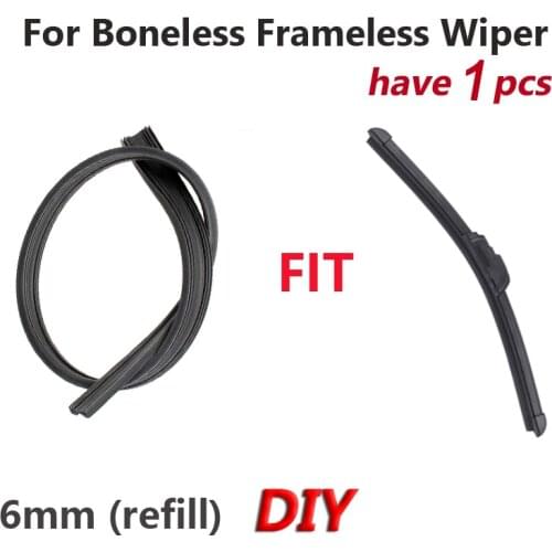 1pcs High Quality for Boneless Frameless Rubber Car Wiper Blade refill Strips Windscreen 6mm 24"26"28" Windshield