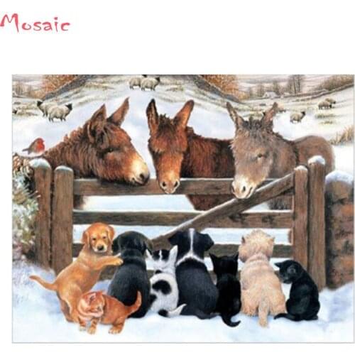 Dogs and donkeys 5D diamond mosaic full square diamond embroidery animal needlework diamond painting cross stitch home decor