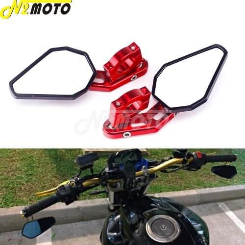 Supermoto 7/8" Handle Bar End Mirrors Side Mirrors Universal CNC Aluminum 8MM 10MM Motorcycle Red Adjustable Rear View Mirrors