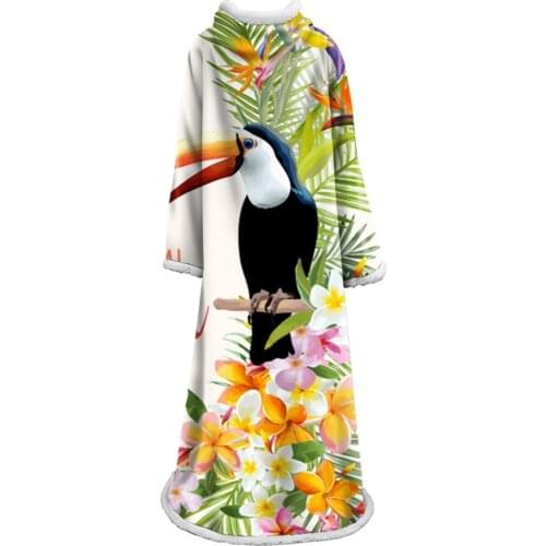 Pink Flamingo Winter Warm Sleeve Blankets Plaid Super Soft Throw Modern Sherpa Blanket for Couch Sofa Throw Travel With Sleeve