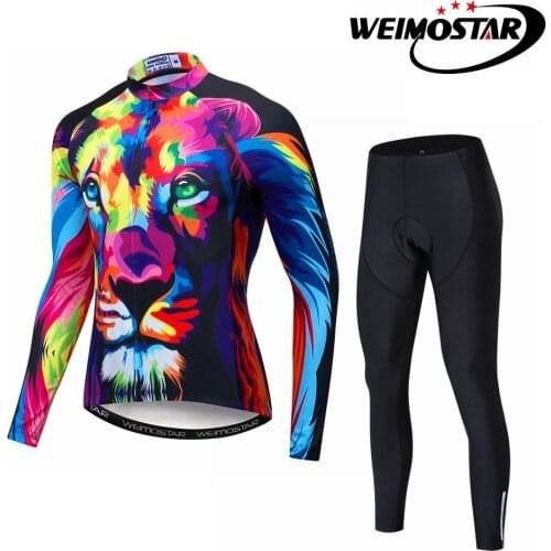 Weimostar Men Long Sleeve Cycling Clothing Autumn Winter Cycling Jersey Sets Breathable Bicycle Clothes Mtb Bike Jersey Wear