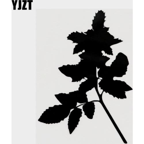 YJZT 10.5CM×15.2CM Plant Tree Leaf Graphical Creative Vinyl Car Sticker Decal Black/Silver 18B-0162