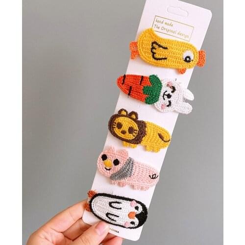New Korean Simple Cute Woolen Knitting Cartoon Little Animal BB Clip Sweet Girl Children Fashion Barrettes Hair Accessories