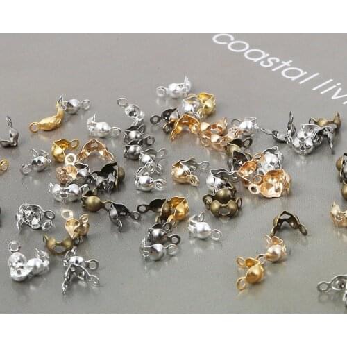 100pcs 4*7mm Connector Clasp Fitting Ball Chain Calotte End Crimps Beads Connector Components For DIY Jewelry Making Supplies