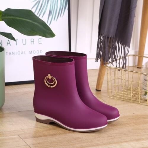 Elegant Short Women Rubber Boots Ankle Rain Boots Fall Autumn Rain Day Waterproof Woman Shoes 2020 New