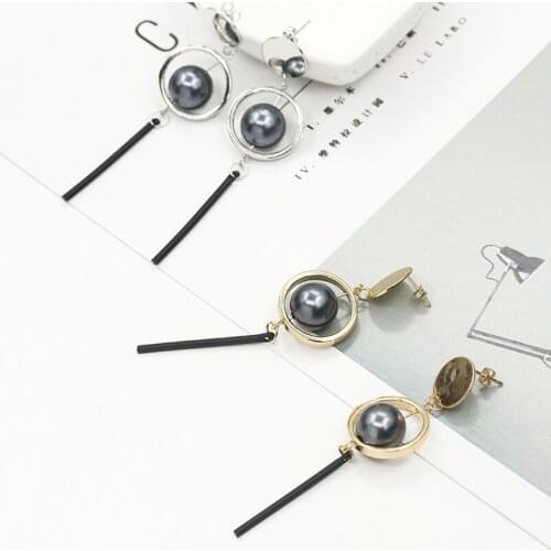 Pearl Earrings Long Round Simulated Pearls Bridesmaid Fashion Jewelry For Women Pendant Gold Silver Color Ear Studs