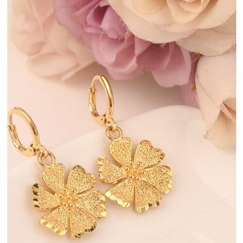 Bangrui flower Earrings for Women/Girls Gold Color cute Earing Jewelry Gifts African,Indonesia,Nigeria,Congo,Arab Earring gift
