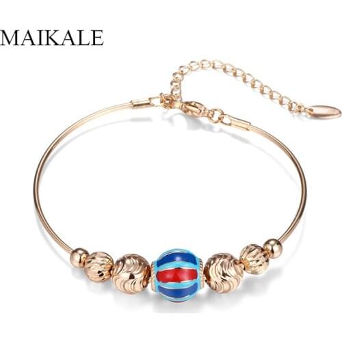 MAIKALE Trendy Enamel Bead Bracelets for Women Gold Chain Adjustable Bracelet Friendship Bangle Girls Jewelry Accessories Gifts