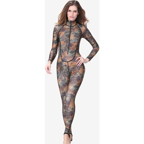 Women One Piece Wetsuit 1mm Diving Suit Camo Surf Suit Waterproof UV Sun Protection Breathable Swimming Diving Snorkeling