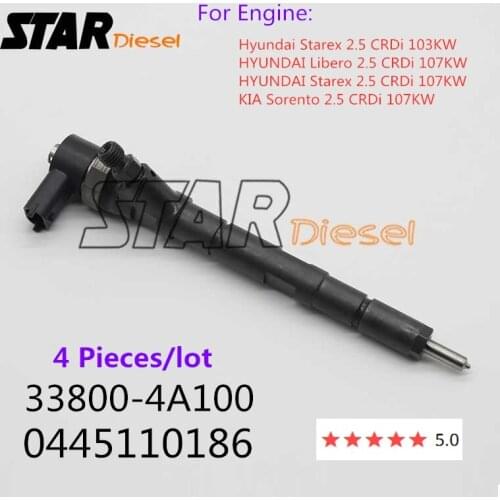STAR Diesel 4 Pieces/lot Common Rail Injector 0445110186 0445110279 0445110730 Auto Parts For HYUNDAI33800-4A100 KIA