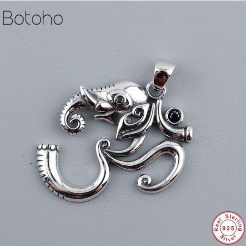 100% 925 Silver colour Buddhist OM Pendant Tibetan Lucky Symbol Pendant Sterling Thai Silver colour Good Luck Pendant
