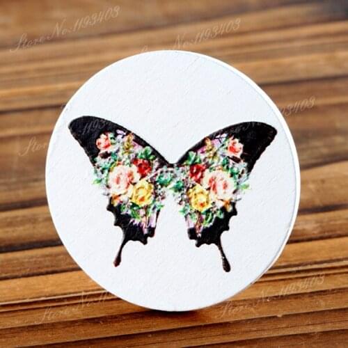 2Pcs 45mm Butterfly Unique 3D Embossed Big Round Handmade pattern Wood Cut Pendant make Necklaces, Bracelets,Brooch-(WI-86)