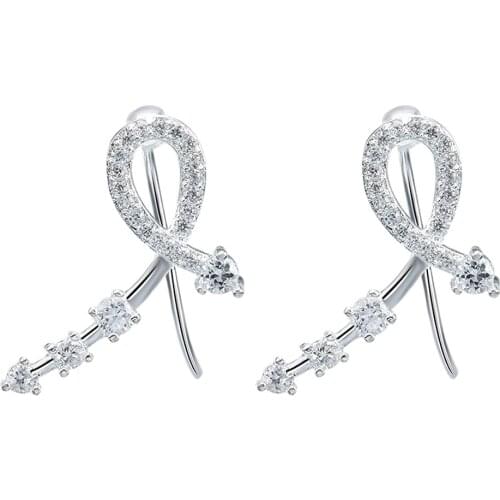 2016 fashion pave zircon earrings Simple and elegant jewelry for women silver plated wedding engagement new design