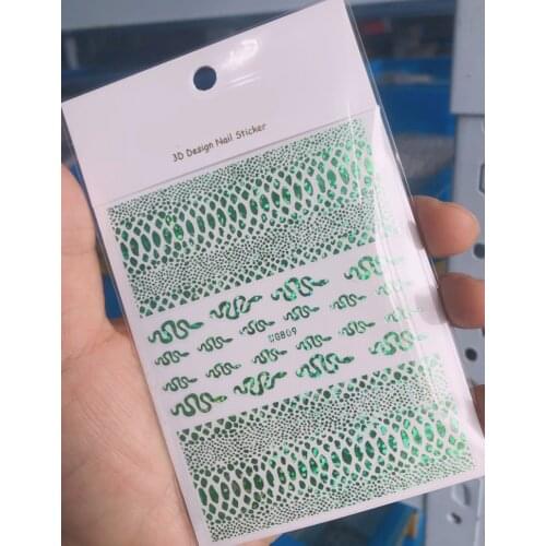 2021 New 3D Bohemia Self-Adhesive Snake Skin Designer Laser Glitter Nails Stickers Acrylic Decorations Manicure Z0477