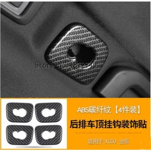 For Volvo XC60 2018 2019 rear row car top hook decoration frame cover carbon fiber 4pcs