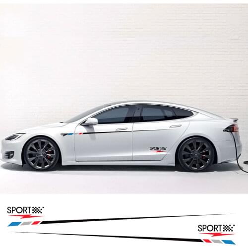 4PCS Car Door Waist Line Decals Door Side Stickers For Tesla Model 3 S X P100D Auto Body Decoration Wraps Vinyl Film Accessories