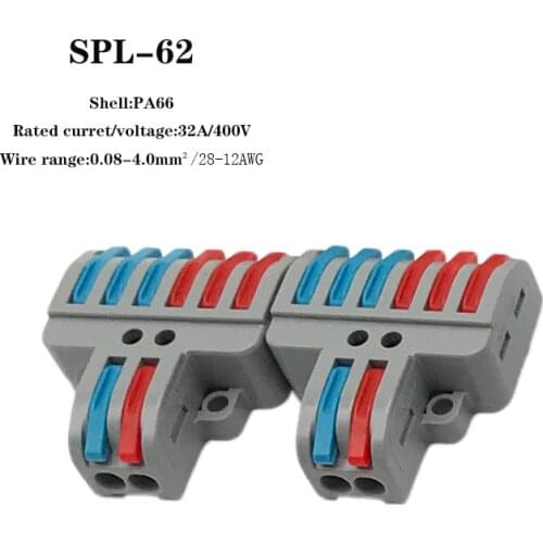 5/10pcs/ SPL-42/62 Mini Push-in Conductor Terminal Block Fast Wire Connector Universal Wiring Cable Connector