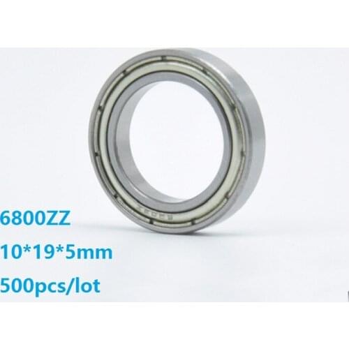 500pcs/lot 6800ZZ 6800 ZZ 10*19*5mm Double metal cover Thin Wall Deep Groove Ball bearing Deep Groove Ball Bearing 10×19×5mm