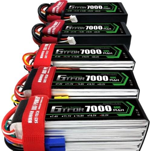 2pcs GTFDR 2S 3S 4S 6S Lipo Battery 7.4V 11.1V 14.8V 22.2V 7000mah 60CMAX 120C for RC 1:10 1:12 Cars Trucks Airplane Drones