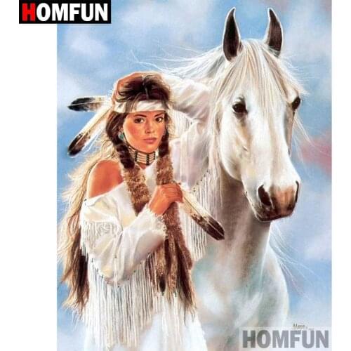 HOMFUN 5D DIY Diamond Painting Full Square/Round Drill "Indian horse" Embroidery Cross Stitch gift Home Decor Gift A09208