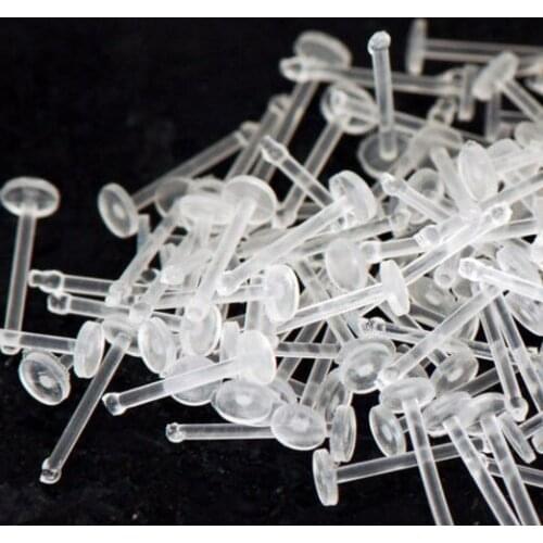 Free shippment LOT100pcs NOSE RETAINERS HIDE PIERCING Clear Bioflex Invisible Straight Bone Ear Nose Studs 20G