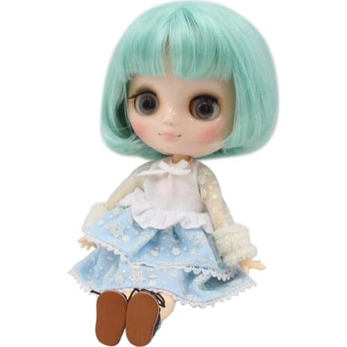 Blyth Middie Doll joint body mint green hair short bob hair 1/8 20cm BL4006