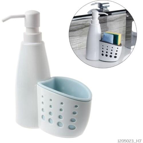 2-In-1 Dispenser And Storage Box Multi-function Liquid Detergent Container Sponge Drainboard Soap Holder Rack Cleaning