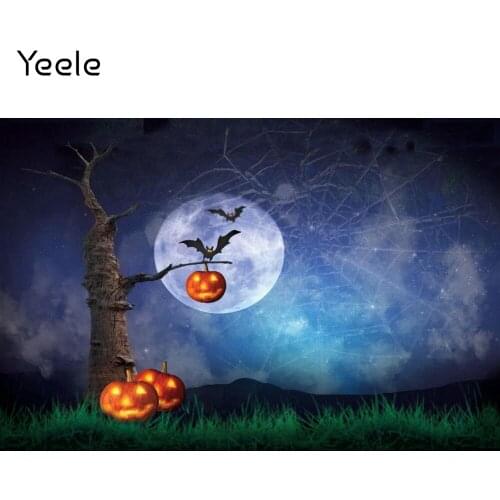 Yeele Halloween Photocall Backdrop Moon Night Forest Pumpkin Party Decor Baby Portrait Photography Background For Photo Studio