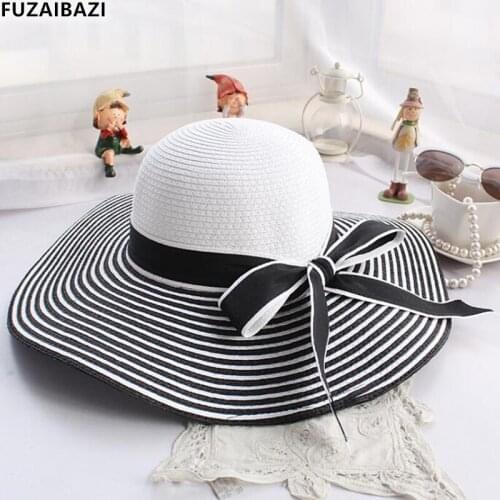 FUZAIBAZI Trend Summer Fashion Sombrero Bucket Hats For Womens Collapsible Brands Leisure Travel Beach Hat Casquette