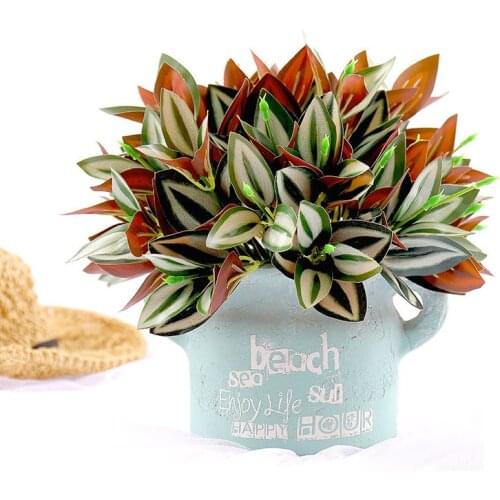 4pcs/Lot Artificial Potted Plants Plastic Leaves Fake Grass Balcony Party Home Garden Table Decor Photography Props Flowers