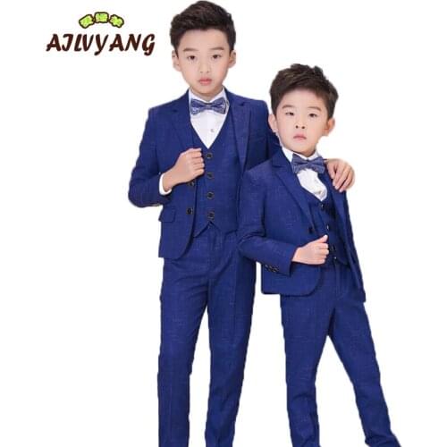 5pcs Boys Formal Wedding Suits Sets Children Blazer Vest shirts pants bowtie Outfits Kids Prom Performance Tuxedo Clothing Sets