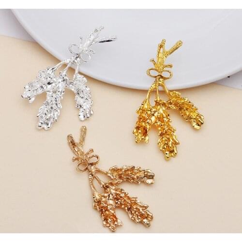 10pcs 32.5*54mm Metal Alloy Wheat Pendant Connectors Gold Silver color KC Gold Tone Charm DIY Jewelry Findings