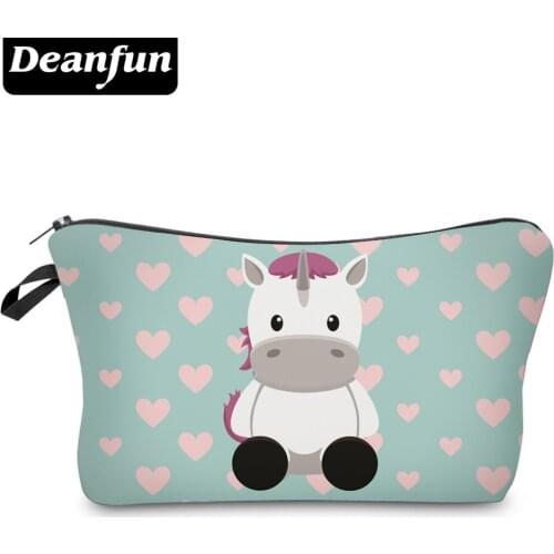 Deanfun Cosmetic Bags 3D Unicorn Printed Necessaries for Women Makeup Heart Polyester Travelling Organizer 50952