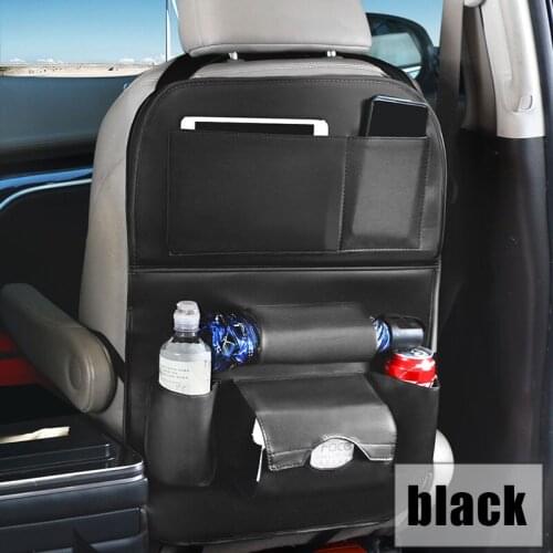 Leather Car Storage Bag Red Black Beige Car Back Seat Organizer Foldable Dining Table Car Seat Storage Bag