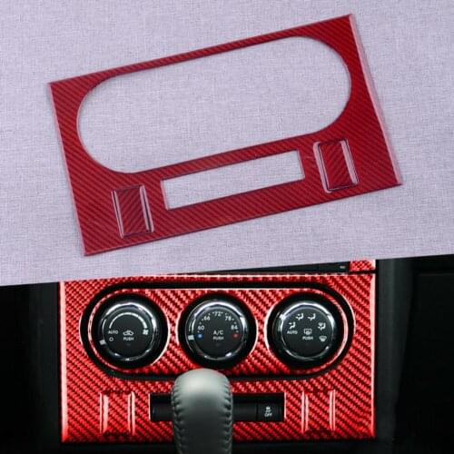 1 Set Red Car Carbon Fiber AC Panel Covers Trims Stickers Fit For Dodge Challenger 2008 2009 2010 2011 2012 2013 2014