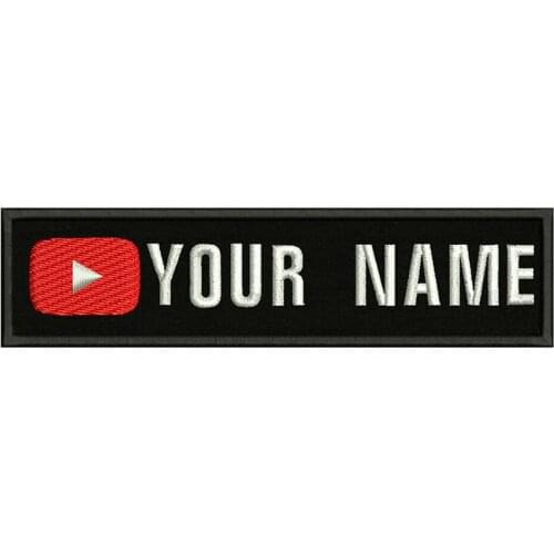 YouTube Logo 10X2.5cm Embroidery Custom Name Text Patch Stripes badge Iron On Or Velcro Backing Patches For Clothes Backpack Hat