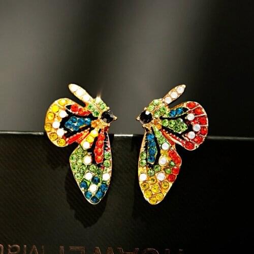 2020 Fashion Butterfly Stud Earrings For Women Classic Animal Corful Rhinestones Party Accessory Girls Jewelry