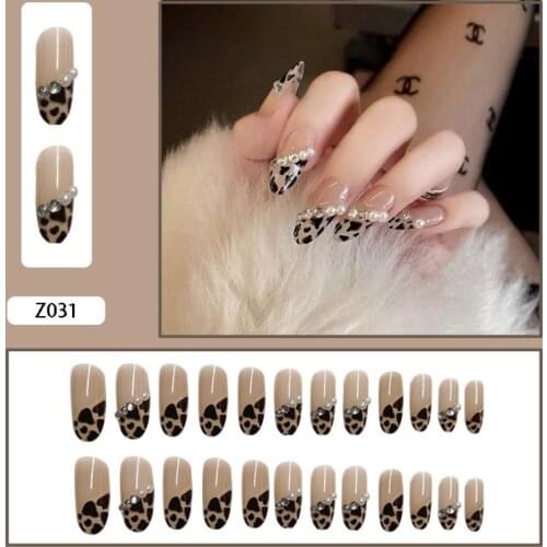 24Pcs/Box Fake Fingernails Set Auger Tips Patch Glue Wearable Full Cover Solid Color Artificial Art Manicure Tools Accessories