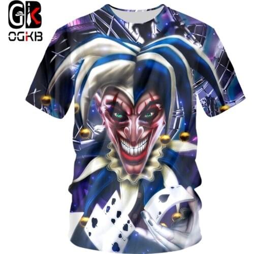 OGKB Summer TShirts Boy New Short 3D Tshirt Printed Poker Joker Funny 6XL Tops Tees Hombre T-shirt