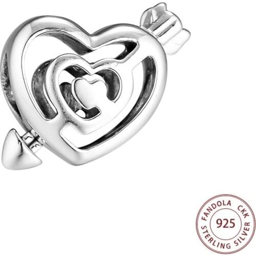 Wholesale 925 Sterling Silver Follow Your Heart Love Charms Fits Original Bracelet berloques DIY Beads for Jewelry Making