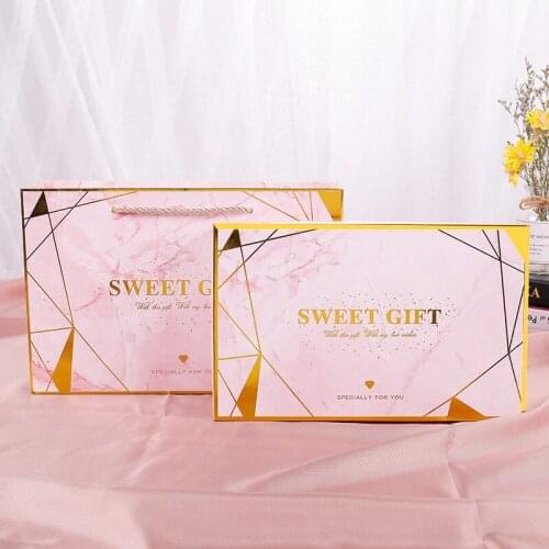 Pink Marble with handle gift box Wedding candy paper packaging коробка упаковка gift bag подарочные коробки cajas de regalo bols
