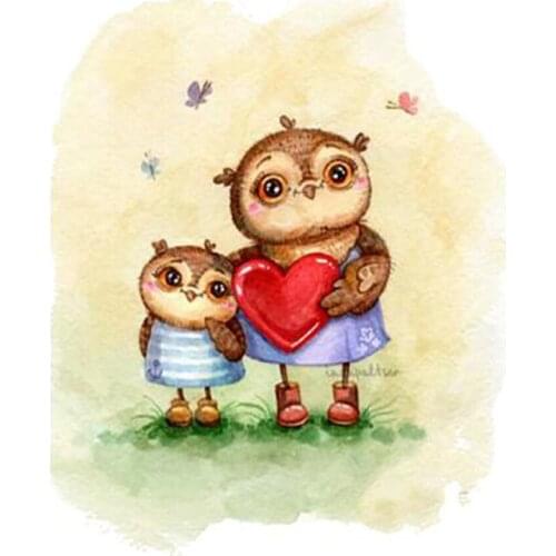 Full Square Diamond Painting Cross Stitch heart owl Rhinestone Pictures Diamond Embroidery Mosaic mazayka