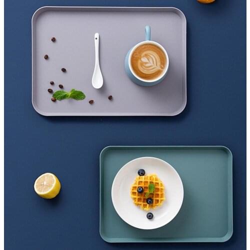 Nordic Simple Rectangular Fruit Dessert Plastic Storage Tray Kitchen Supplies