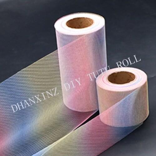 13cm*22m Tulle Roll Crystal Rainbow Organza Tutu Rolls Wedding Party Decor DIY Tutu Skirt Fabric Handmade Pom Hairbow Gift Craft