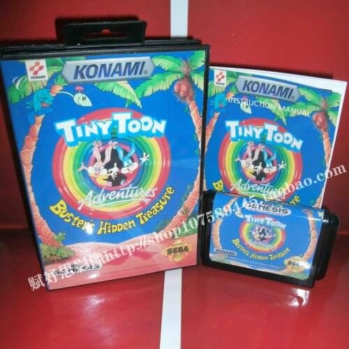 Sega MD game - Tiny Toon with Box and Manual for 16 bit Sega MD game Cartridge Megadrive Genesis system