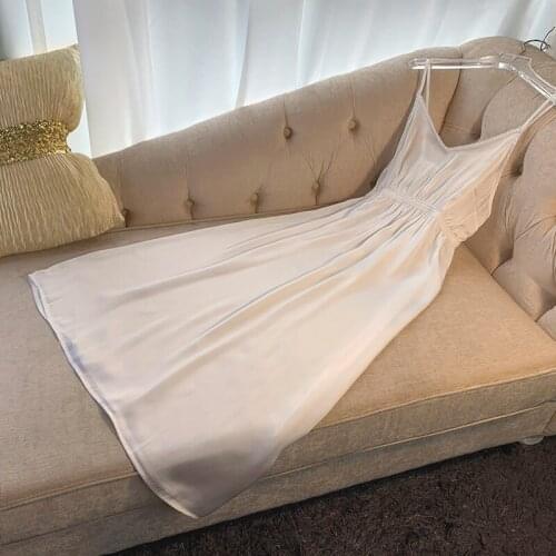 Silk Nightdress Female Summer Thin V-Neck Sexy Silk Satin Nightwear White Sleeveless Women Sleeping Dress