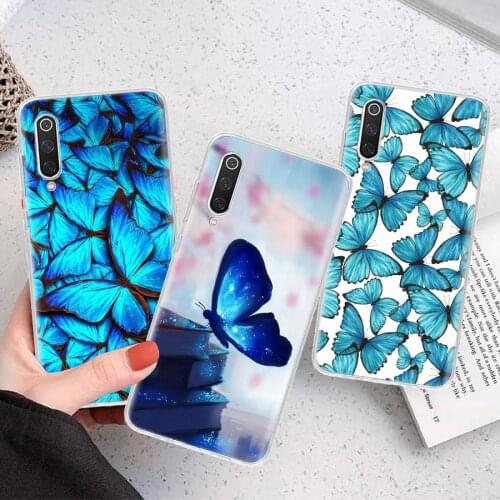 Blue Butterfly Beautiful Wing Silicon Phone Case For Xiaomi Note 10 Mi 11 9 8 CC9 10T 9T 5X 6X A3 A2 A1 Lite Pro Poco F1 X3 Cove