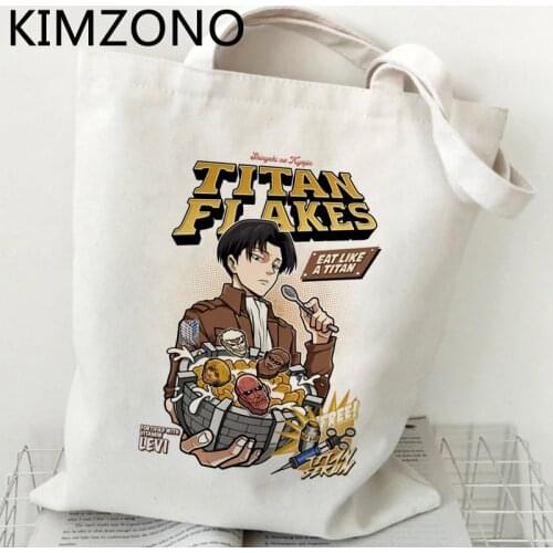 Attack on Titan shopping bag tote jute bag bolso shopping cotton recycle bag bag tote net sacolas