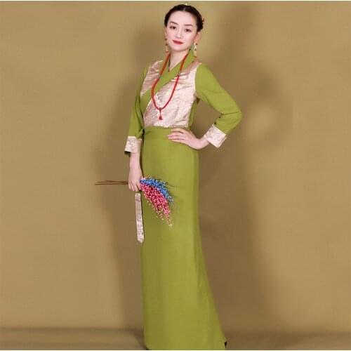 Traditional tibet clothing comfortable fabric gown long sleeve national style tang suit sets tibetan costume