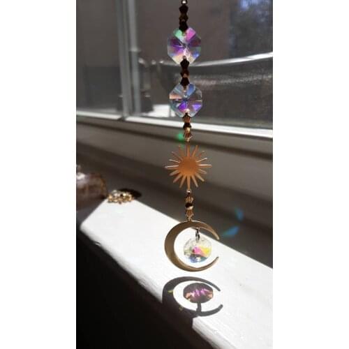 Vintage Ramadan Moon Sun Catchers Crystal Farmhouse Decor Room Decoration Car Window AccessoriesChakra Wall Hanging Sun Catcher